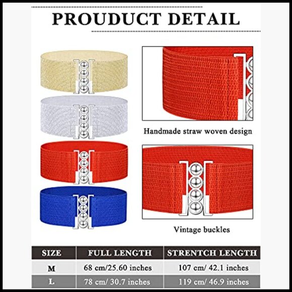 Wide Elastic Stretch Belt with Alloy Buckle for Women